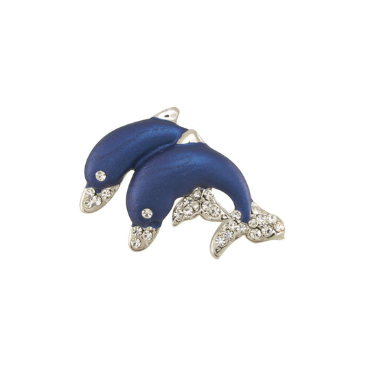 Double blue dolphin brooch