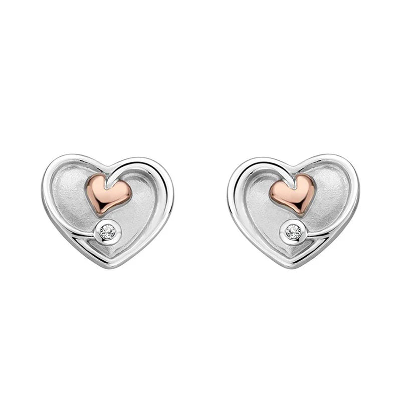 Clogau silver rose gold and white topaz earrings