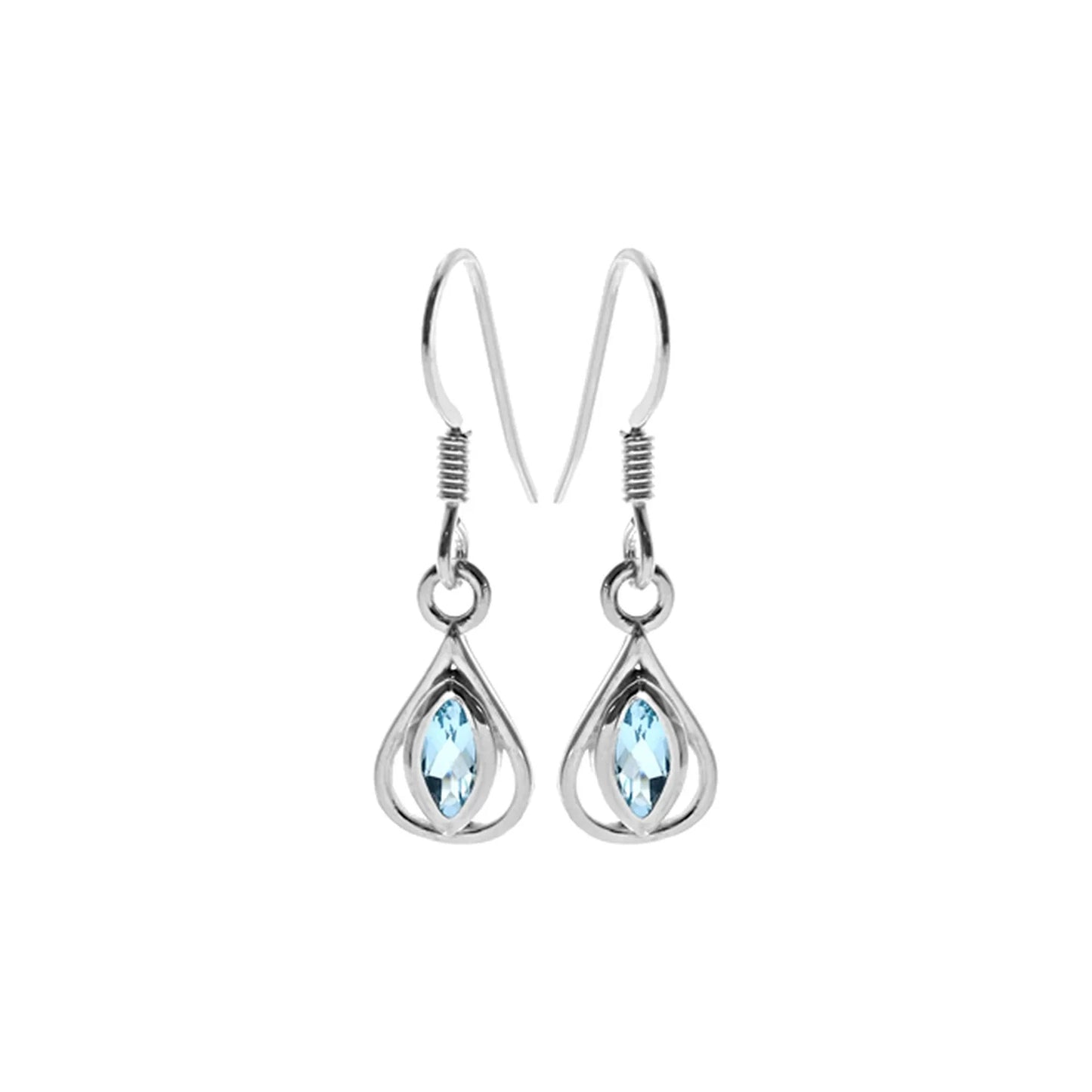 Silver and Blue Topaz teardrop drop earrings