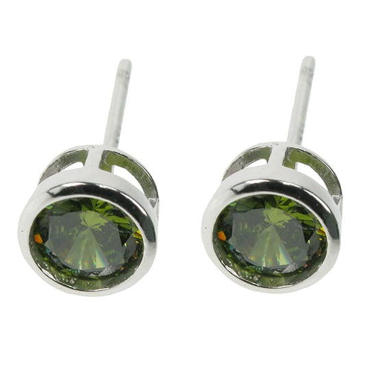 silver and Peridot stud earrings