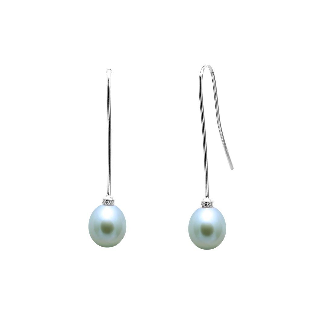 Grey freshwater pearl drop earrings