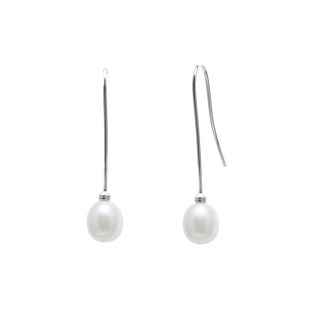 White freshwater pearl drop earrings