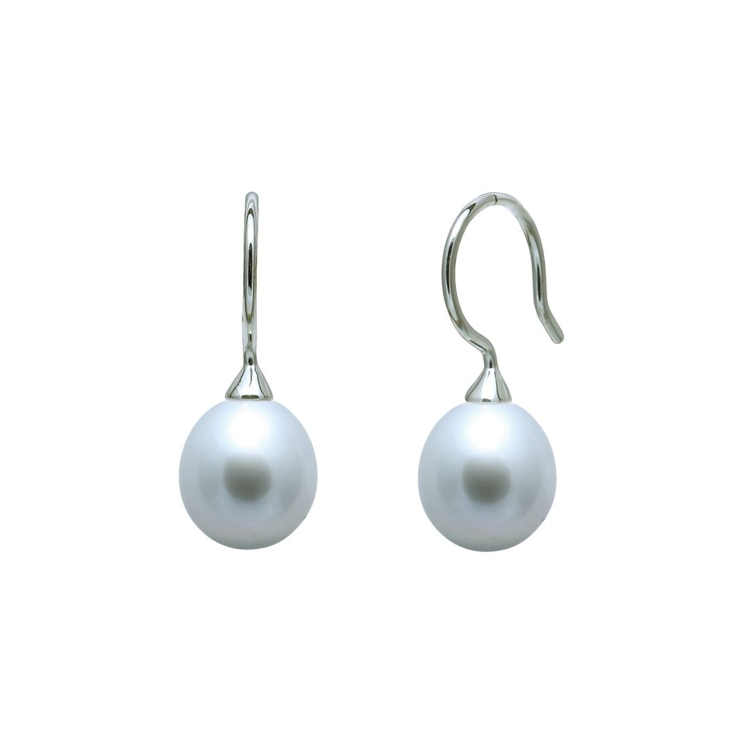 grey teardrop freshwater pearl drop earrings