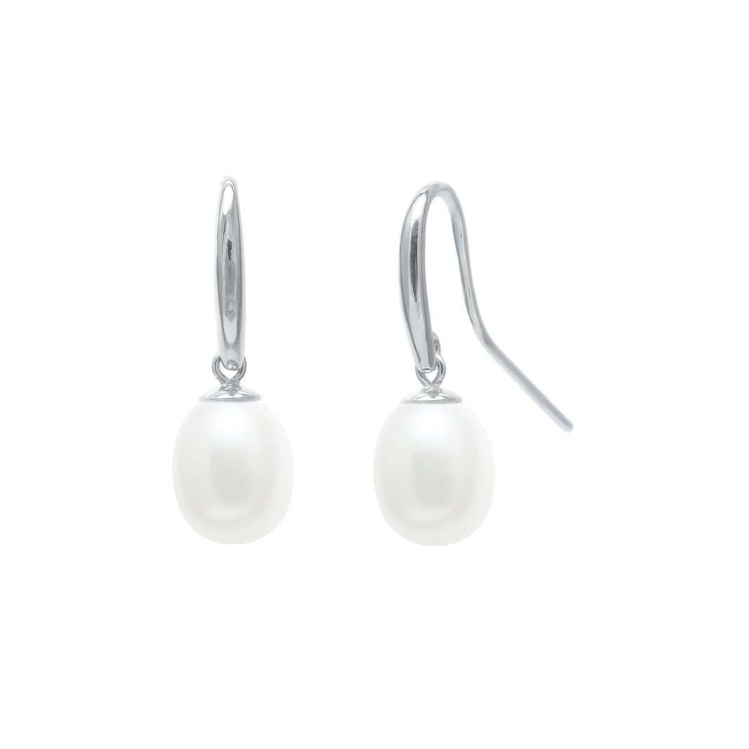 White freshwater pearl drop earrings