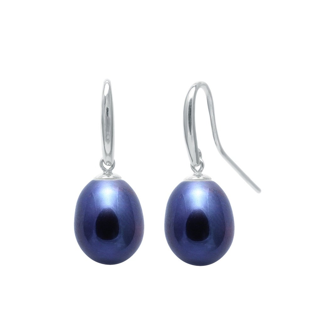Black freshwater pearl drop earrings