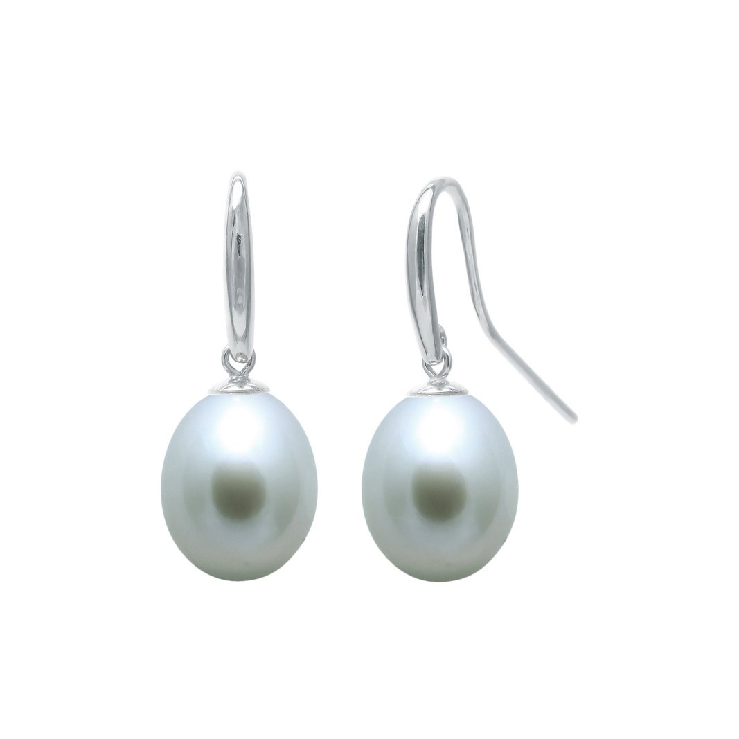 Grey freshwater pearl drop earrings