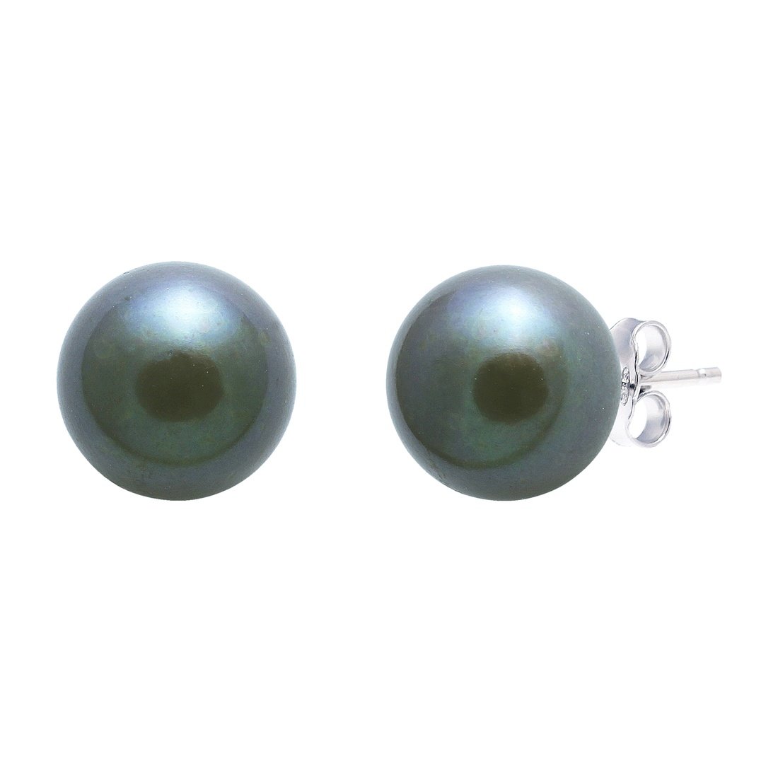 Black freshwater pearl stud earrings 10-10.5mm