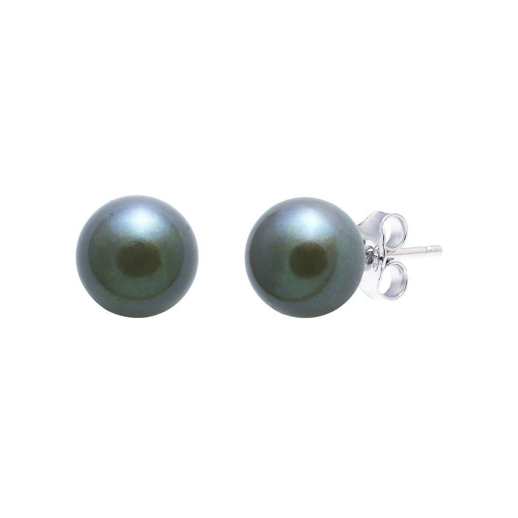 Black freshwater pearl stud earrings 6-6.5mm