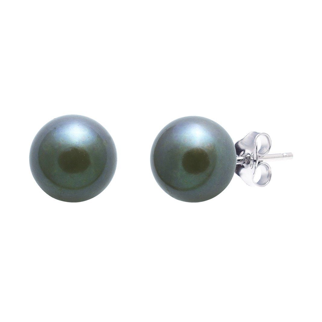 Black freshwater pearl stud earring 8-8.5mm