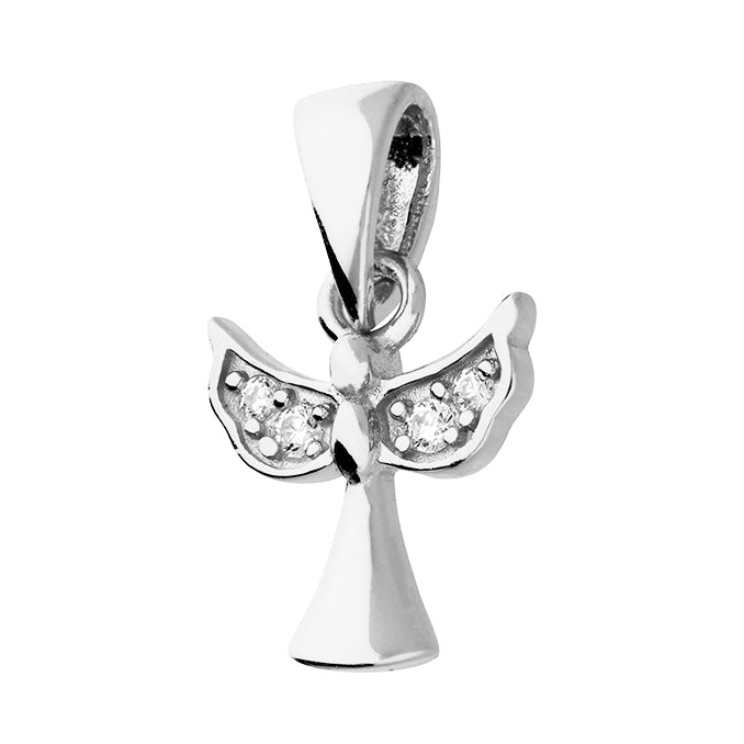 Silver and cubic zirconia angel earrings and pendant set