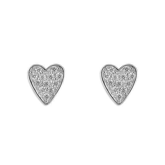 Silver and cubic zirconia heart earrings and pendant set