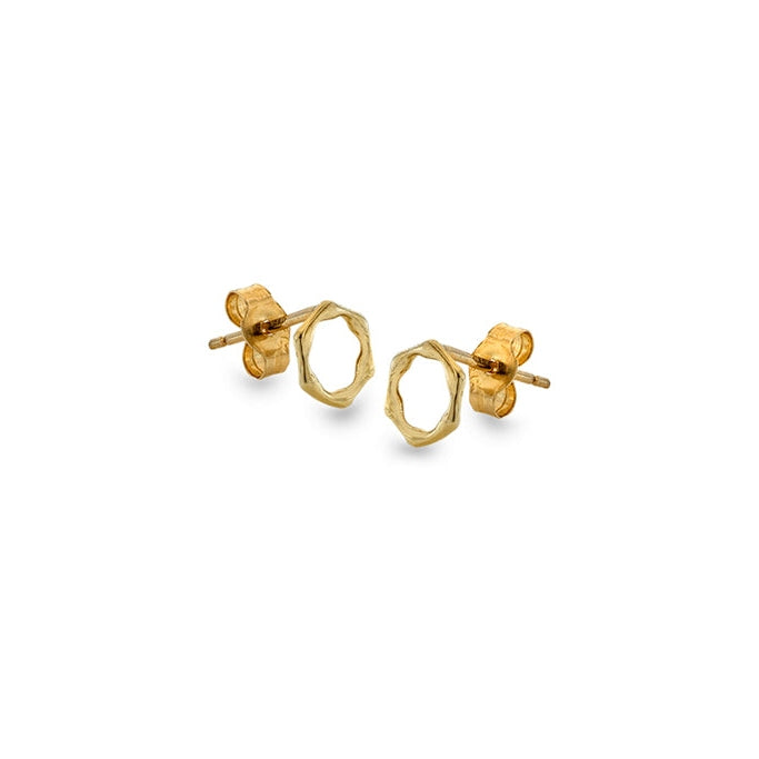 9ct Gold hexagonal open cut stud earrings
