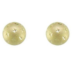9ct gold patterned bauble stud earring
