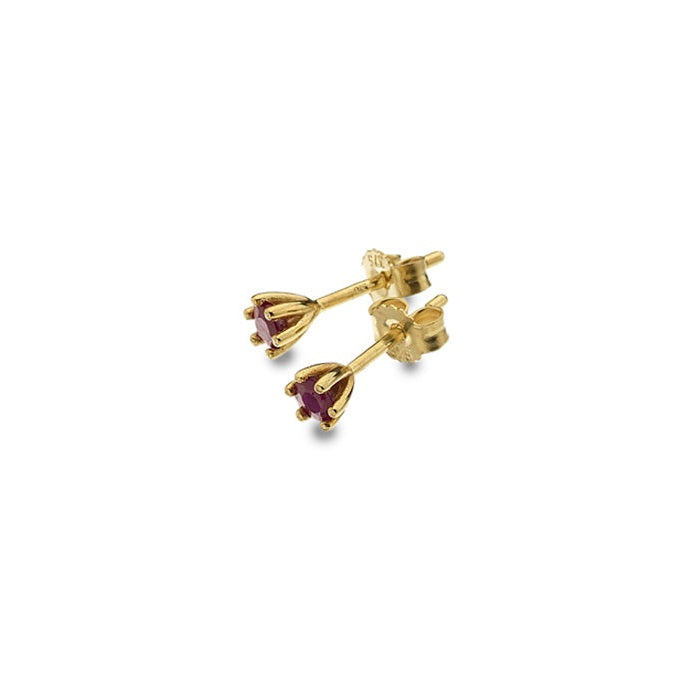 9ct yellow gold & Ruby 6 claw studs