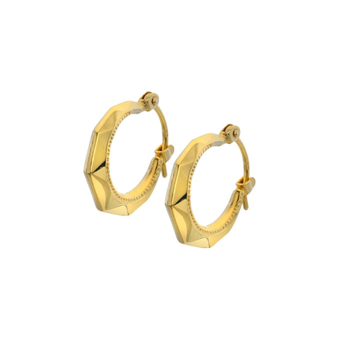 9ct Gold faceted hoop earrings