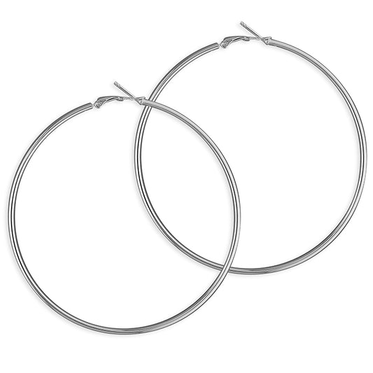 SILVER PLAIN HOOP EARRINGS