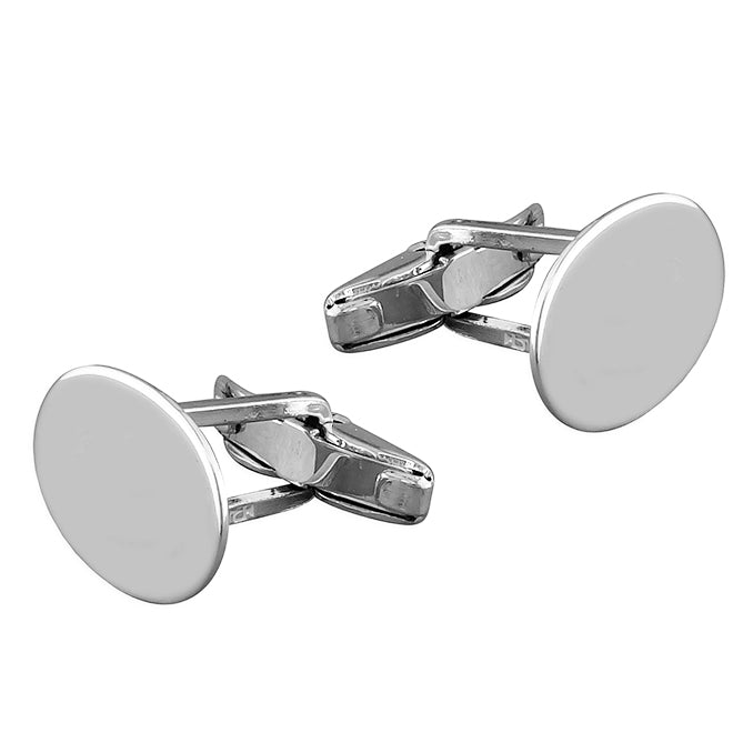 silver gents plain oval cufflinks