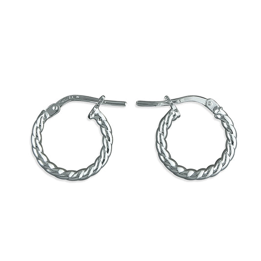 SILVER TWISTED HOOP EARRINGS