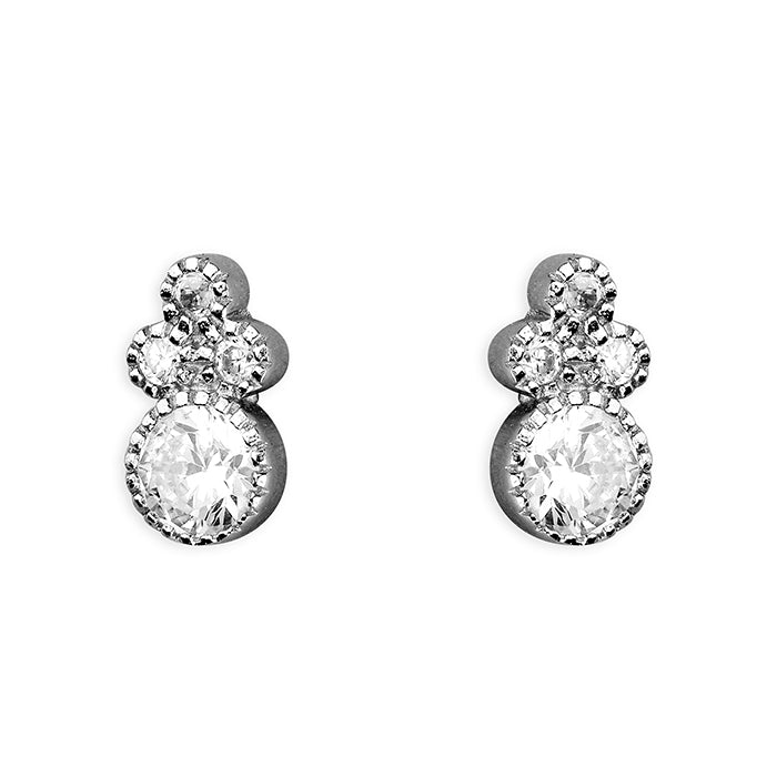 Silver and cubic zirconia stud earrings