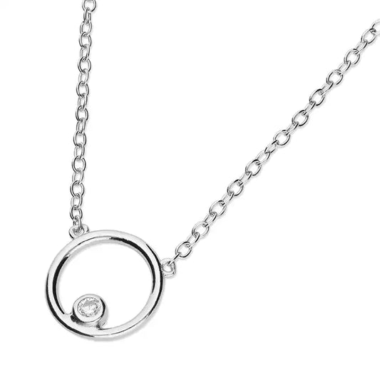 Silver and cubic zirconia circle pendant