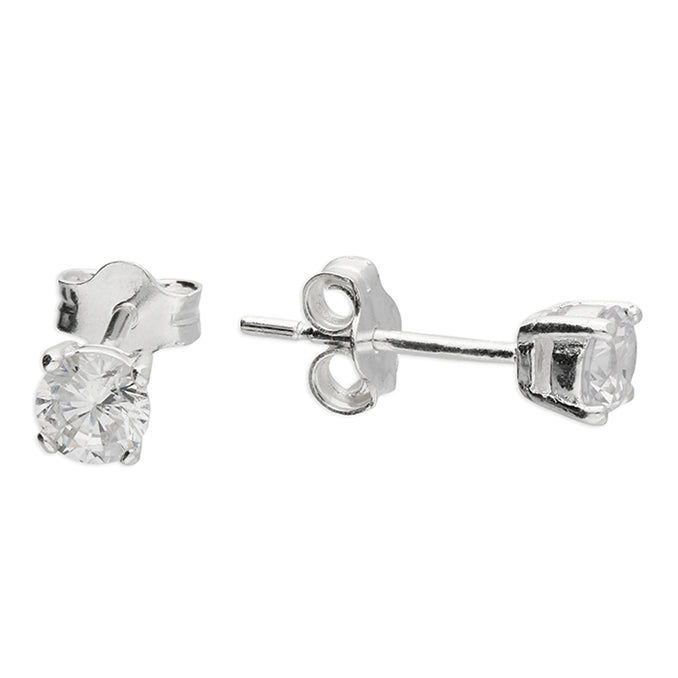 Silver and Cubic Zirconia round stud earrings
