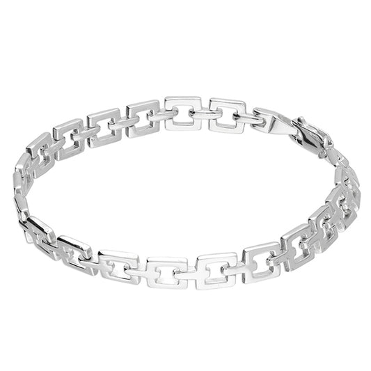 Silver open square link bracelet