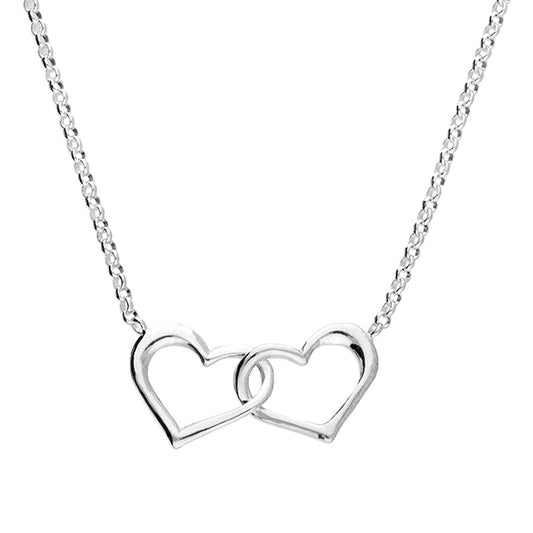 Silver interlinked open heart pendant