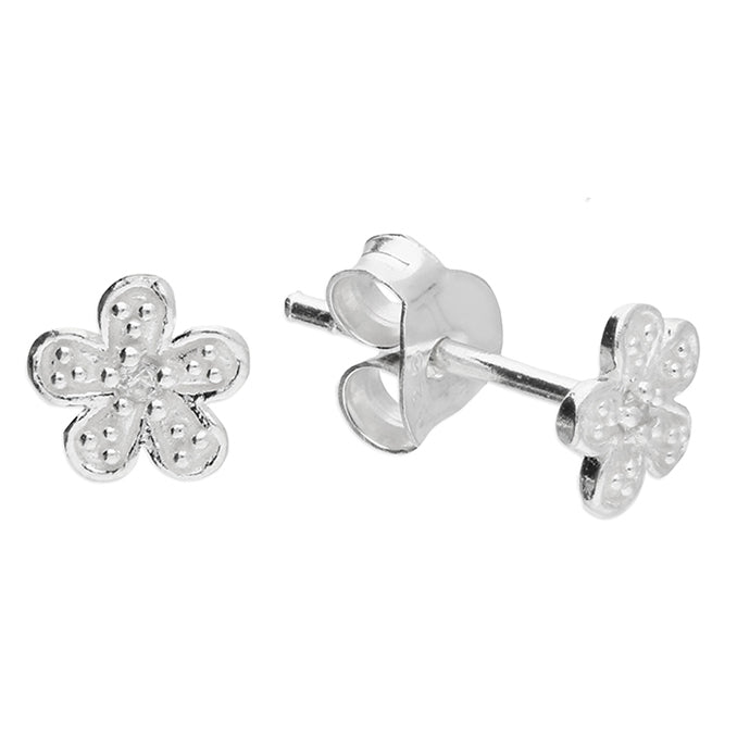 Silver and Cubic Zirconia flower stud earrings