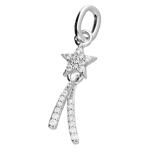 Silver and cubic zirconia shooting star pendant