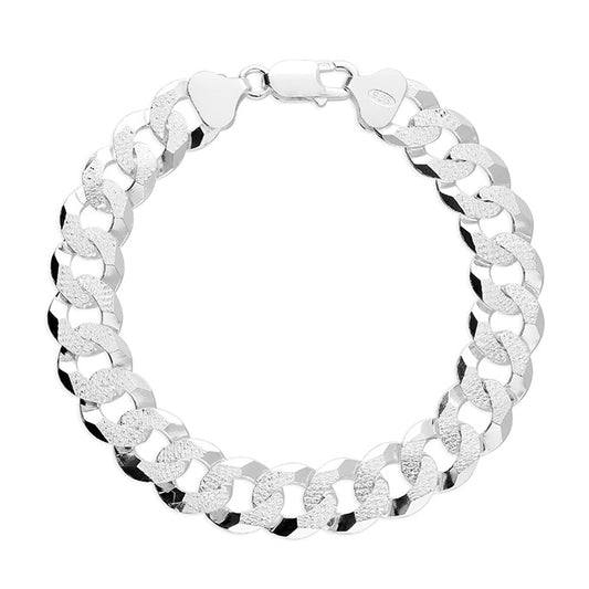 Silver Italian-designed flat bevelled curb chain bracelet