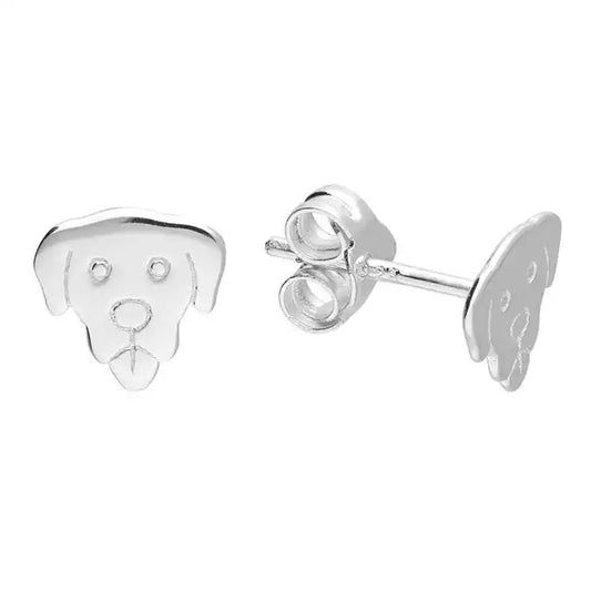 Silver Dog stud earrings