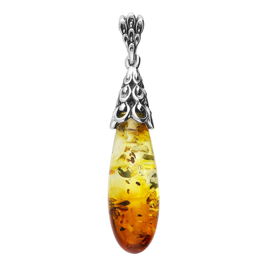Silver and amber elongated drop fancy bale and top