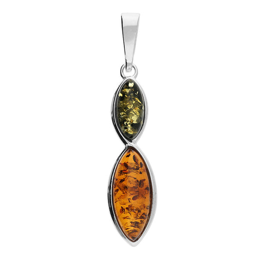 Silver and mixed amber duo twist pendant and earrings set