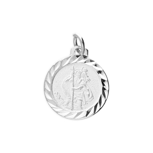Silver round St Christopher pendant.