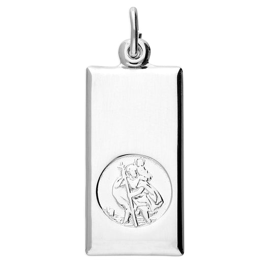 Silver oblong St Christopher pendant.
