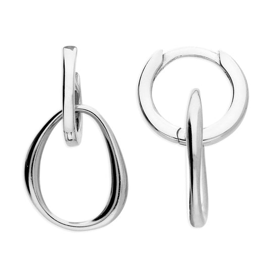 Silver organic charm huggie hoop earrings