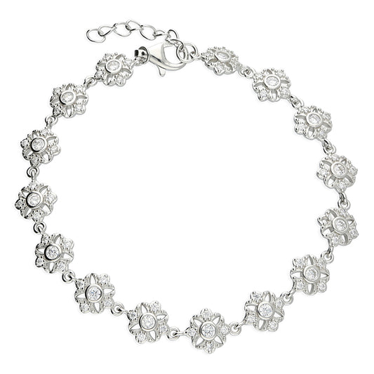 Silver and cubic zirconia vintage style bracelet
