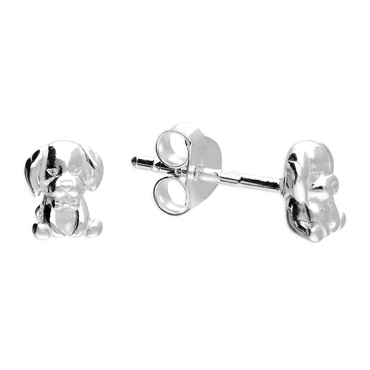 Silver puppy stud earrings