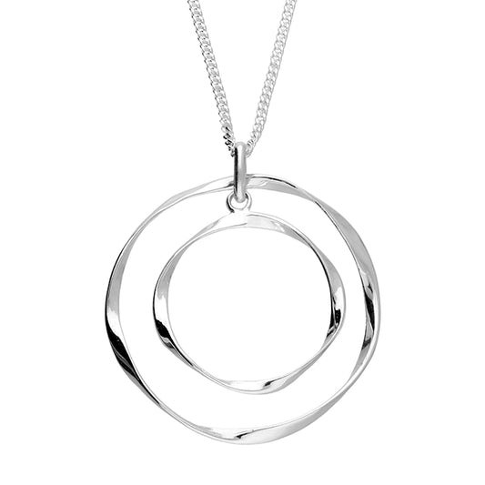 Silver double open circle pendant