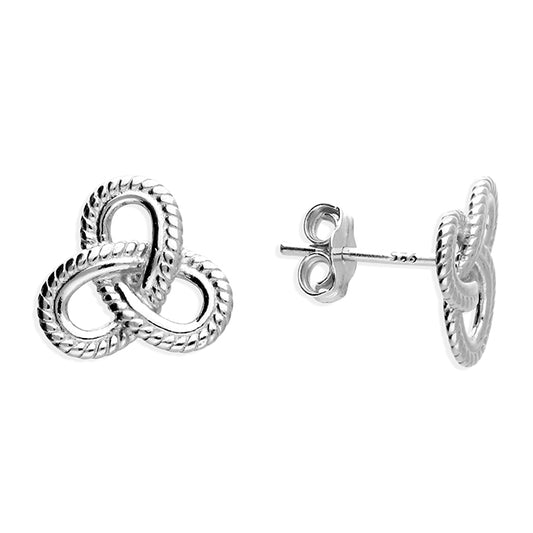 Silver Trefoil knot with twisted detail stud earrings