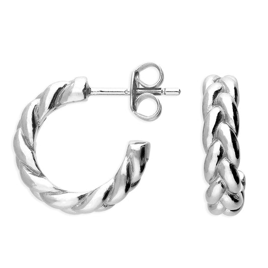 SILVER PLAITED HOOP EARRINGS