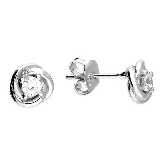 Silver and Cubic Zirconia flower stud earring