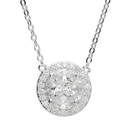 Silver and cubic zirconia halo Pendant and earrings set