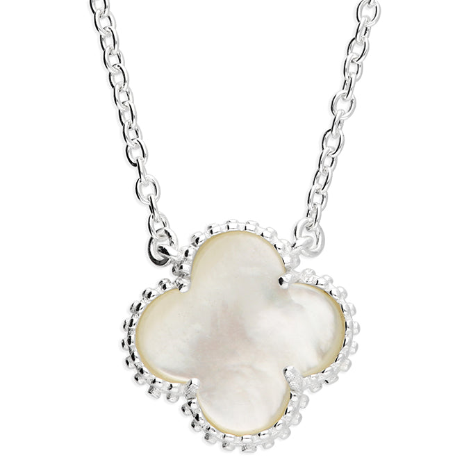 Silver and Mother of pearl Quatrefoil