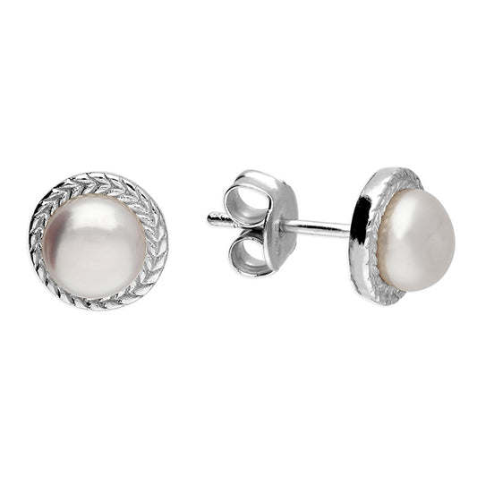 Silver and freshwater pearl stud earrings