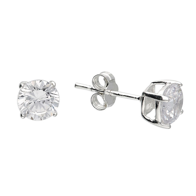 Silver and cubic zirconia stud earrings