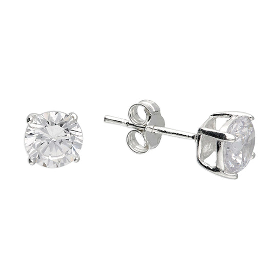 Silver and cubic zirconia stud earrings
