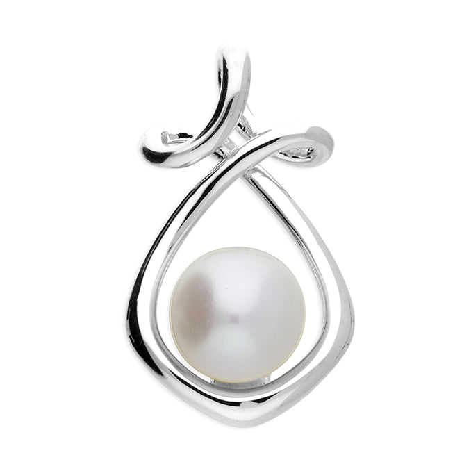 Silver and freshwater contemporary pearl charm pendant