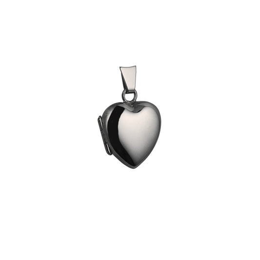 9ct white gold plain heart shaped locket and chain