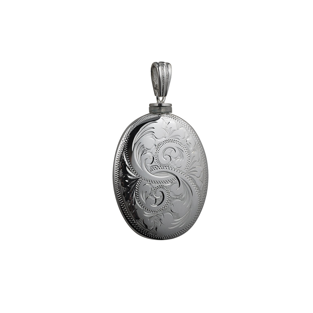 Silver handmade hand engraved oval Memorial Locket